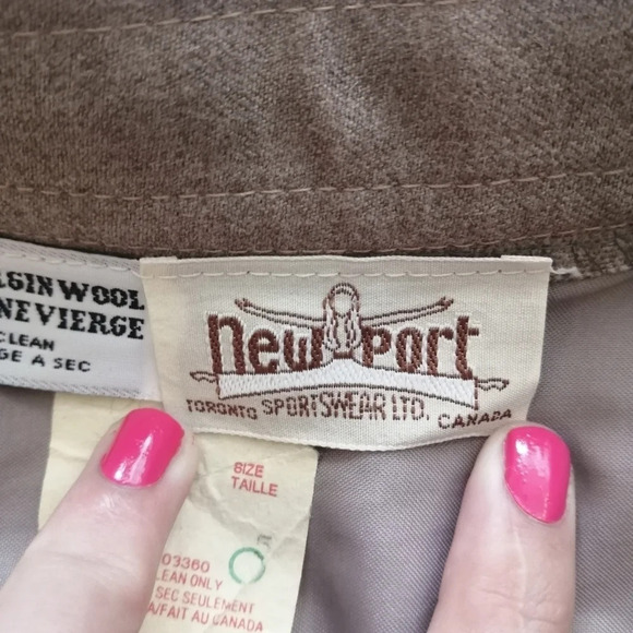 Vintage Newport Pure Virgin Wool Camel Tan Midi Skirt with Belt and Pockets XS - Picture 13 of 16